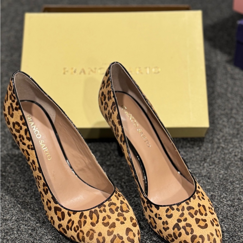 Franco Sarto Tan Leopard Print Heels